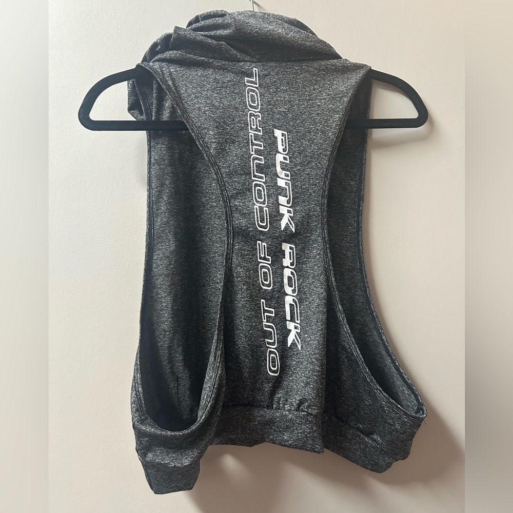 2 Pack Punk Grunge Hoodie Sleeveless Open Side 1 Gray & 1 Black Large - Picture 4 of 16
